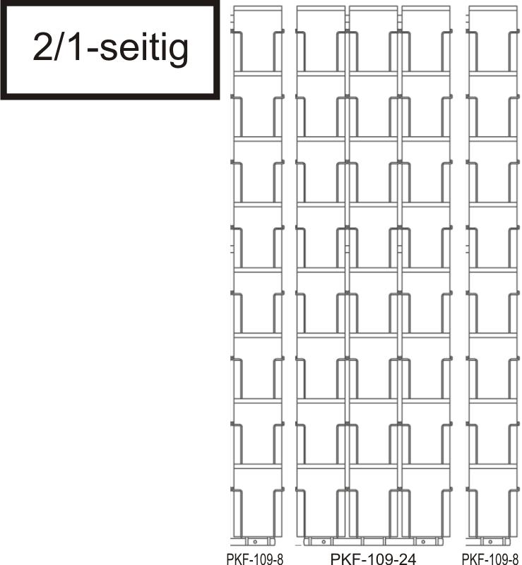 Postkarten-Bodenständer, 109 mm Fachbreite, 64 Kartenfächer, 2/1-reihig, schwarz
